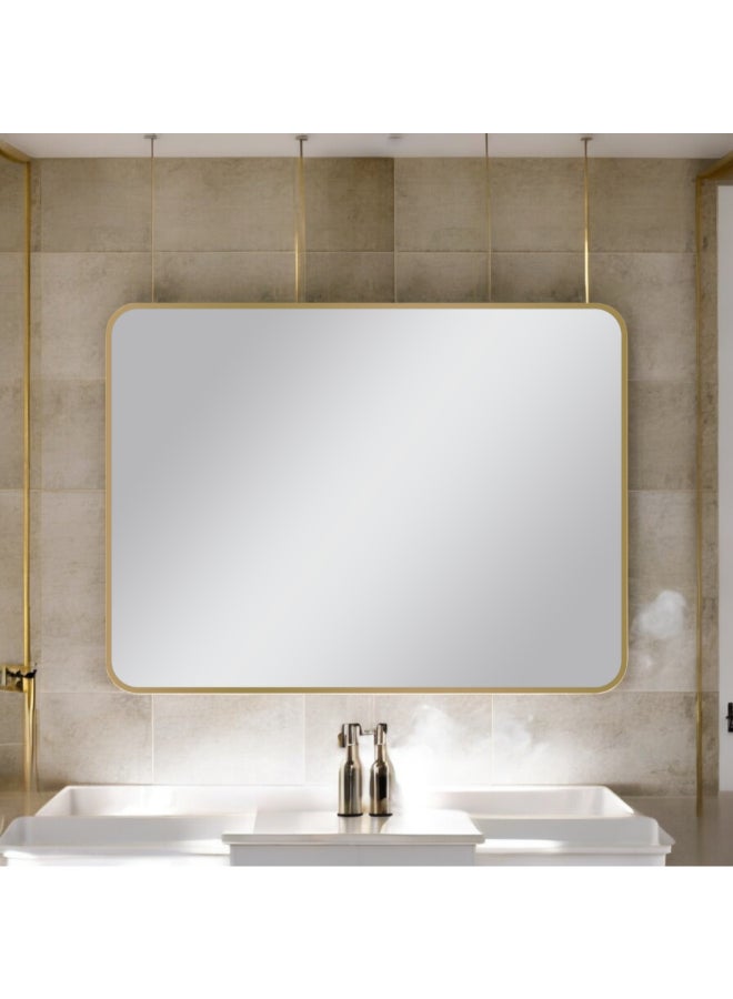 Aqua Drop Rectangular Plain Bathroom Mirror Gold 50 x 70 cm DWNM5070SRF-BG - Image 2